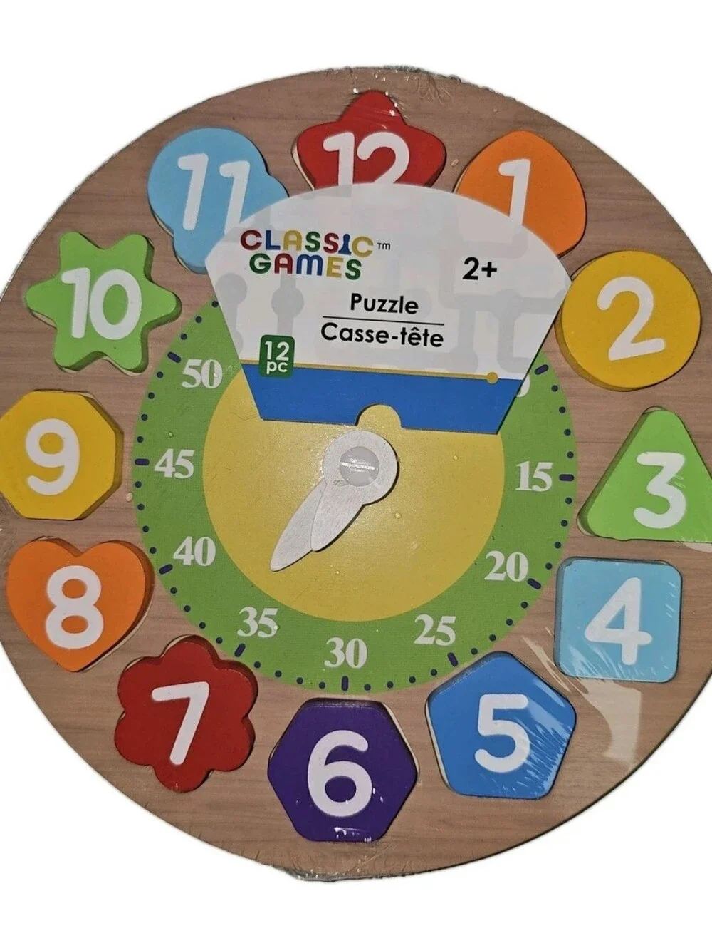 Classic Games Kids Wooden Puzzle Clock - Multicolor